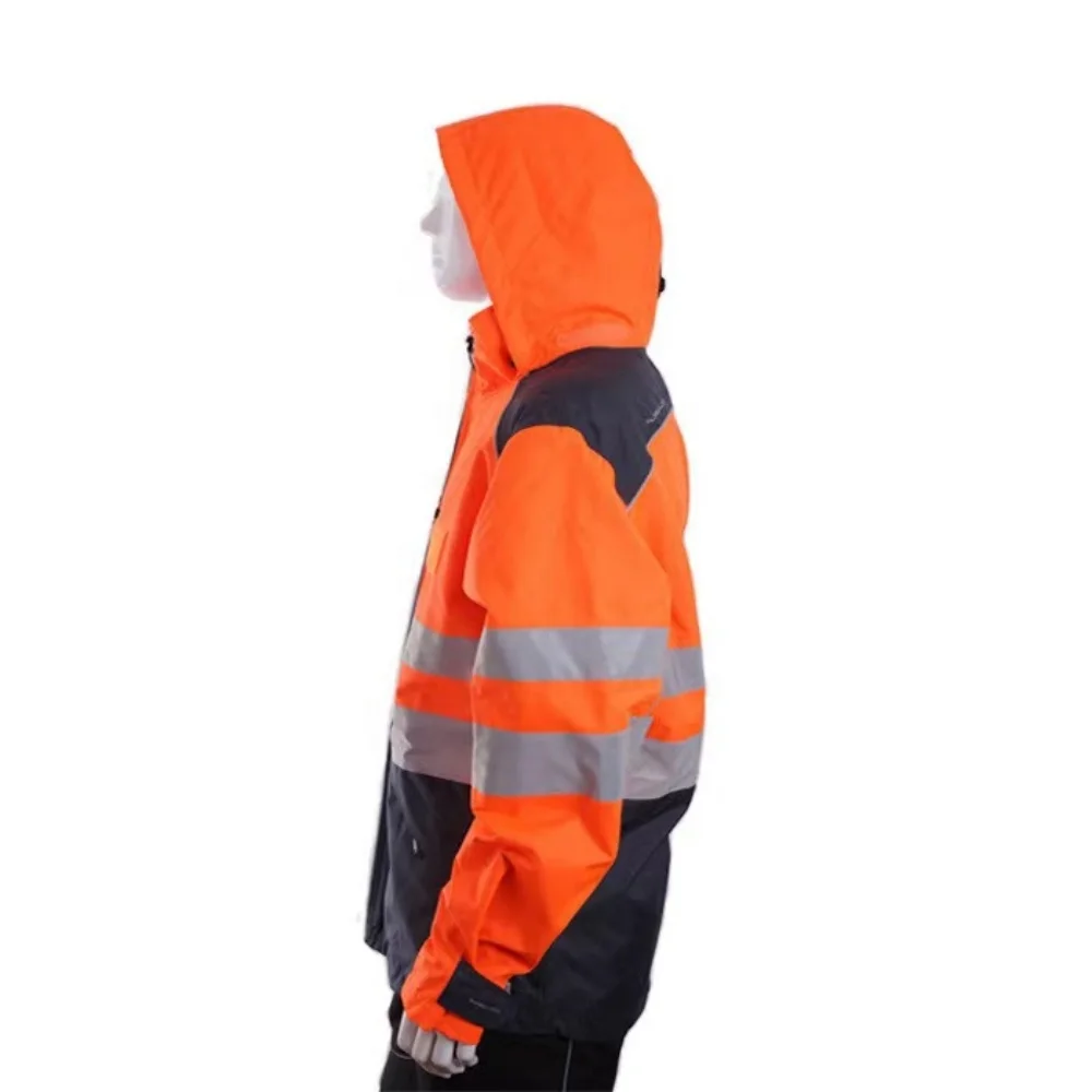 Custom Long Sleeve Orange Construction Jackets Safety Life Jacket Safety Jackets Reflective Work Waterproof