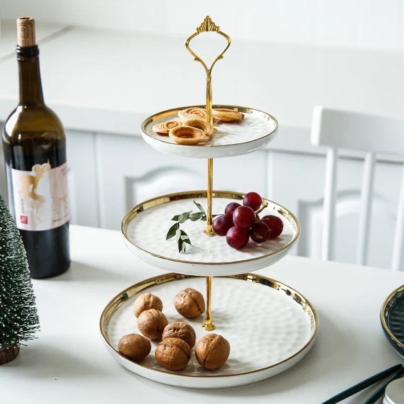 3 tier colorful ceramic plate dessert plates for wedding 2 level party plate