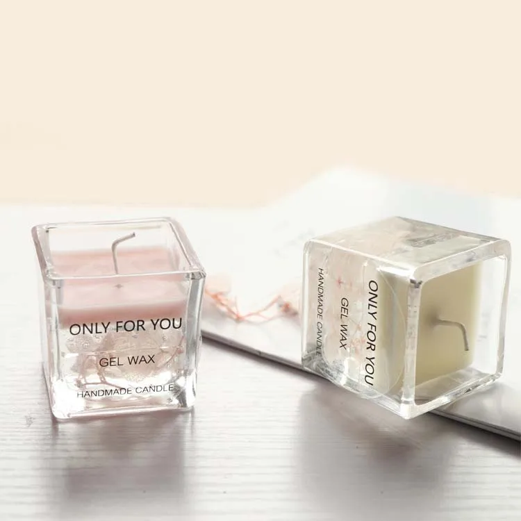 Best Selling 5.2*5.2cm Transparent Glass Cylindrical Gel Wax Rose Scented Custom Gift Box Scented Candles with Logo