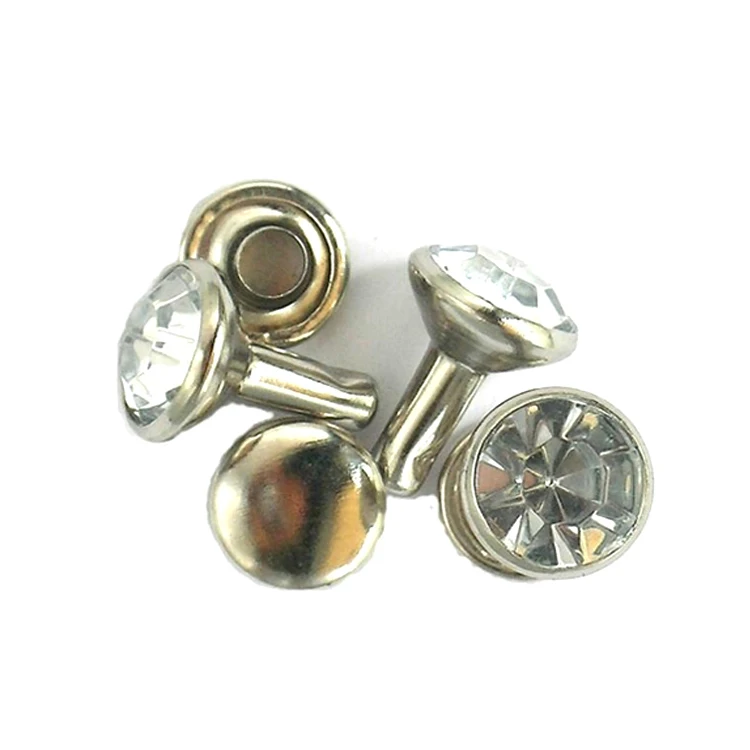 Wholesale rhinestone rivets brass crystal rivet for leather
