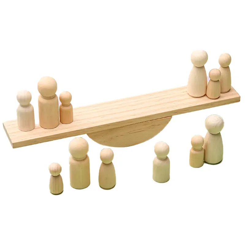 2023 New Design Baby Wooden DIY Handmade Graffiti Colorful Peg Doll Balance Board Montessori Educational Activity Toys For Kids