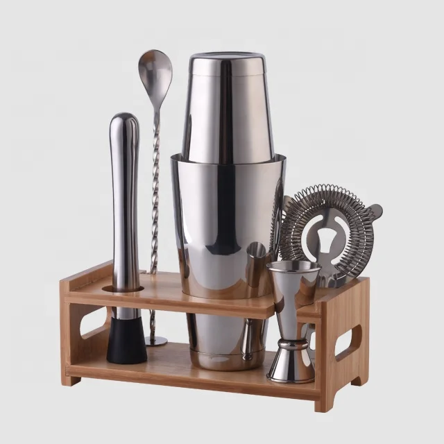 
Factory Direct 800ml rose gold boston cocktail shaker bar stainless steel tools set 