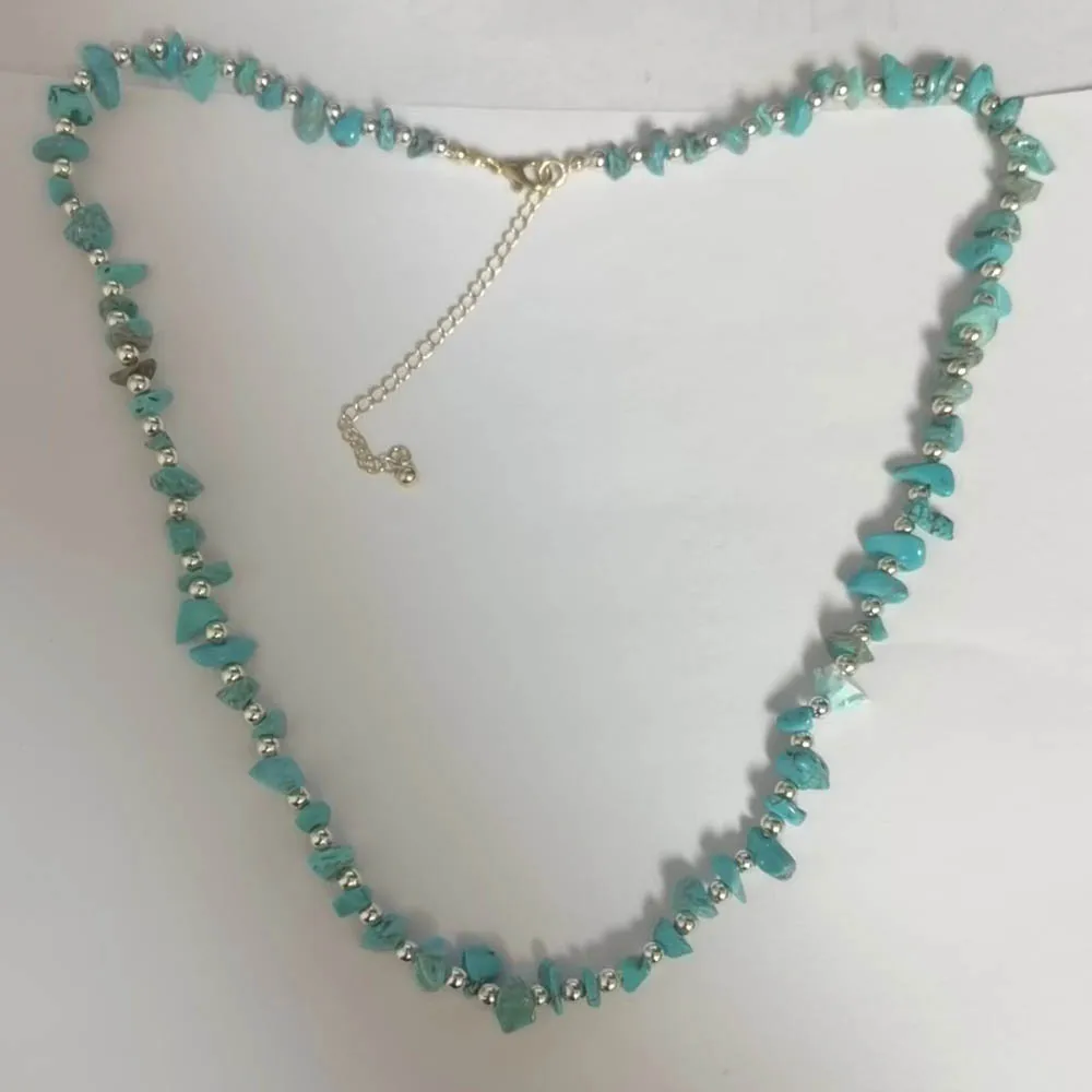 New Fashion Natural Stone with 3mm ccb gold bead Tiger Eye Matte Onyx Hematite Beads Turquoise Clasp Natural Stone Necklace