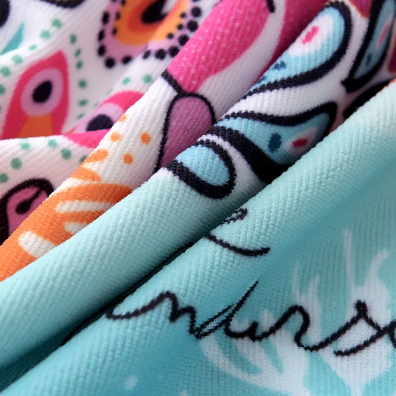 Microfiber beach towel for outdoor travel vacation seaside portable printed quick drying bath towel