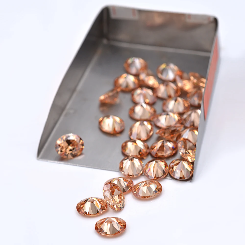 Factory Price Cubic Zirconia Birthstones Faceted Back 9*11mm Champagne Oval Cut Zircon stone