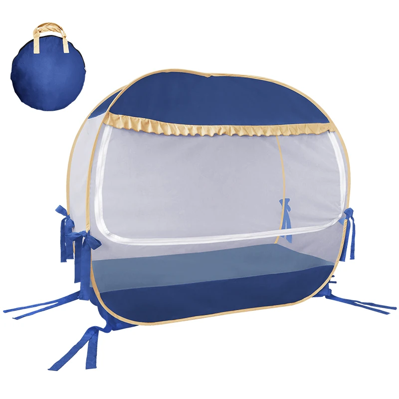 
Royal Blue Baby Care Crib Bed Nets Prevent Infant Climbing Free Install Auto Pop up Foldable Satin Mosquito Net Tent 