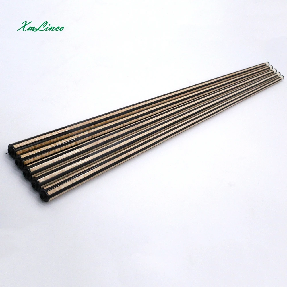 Xmlinco  customized 12pcs tech ebony spliced shaft 3/8-10 joint pins for inlay carom cue 3 cushion cue with carbon core inside