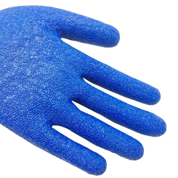 13 Gauge Work cut Glove Polyester knitted Crinkled Latex Coated Gloves