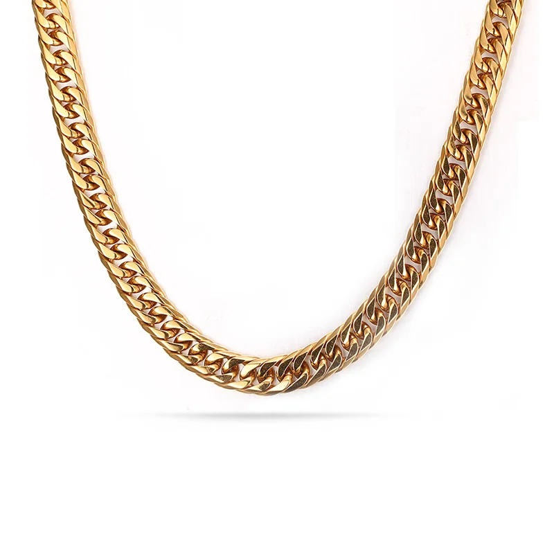 thick curb chain for men 14k big gold stainless steel cuban link chain necklace