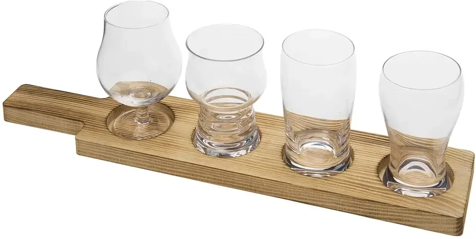 Wholesale Rustic Wood Tasting Sampler Paddle Design Beer Flight Board