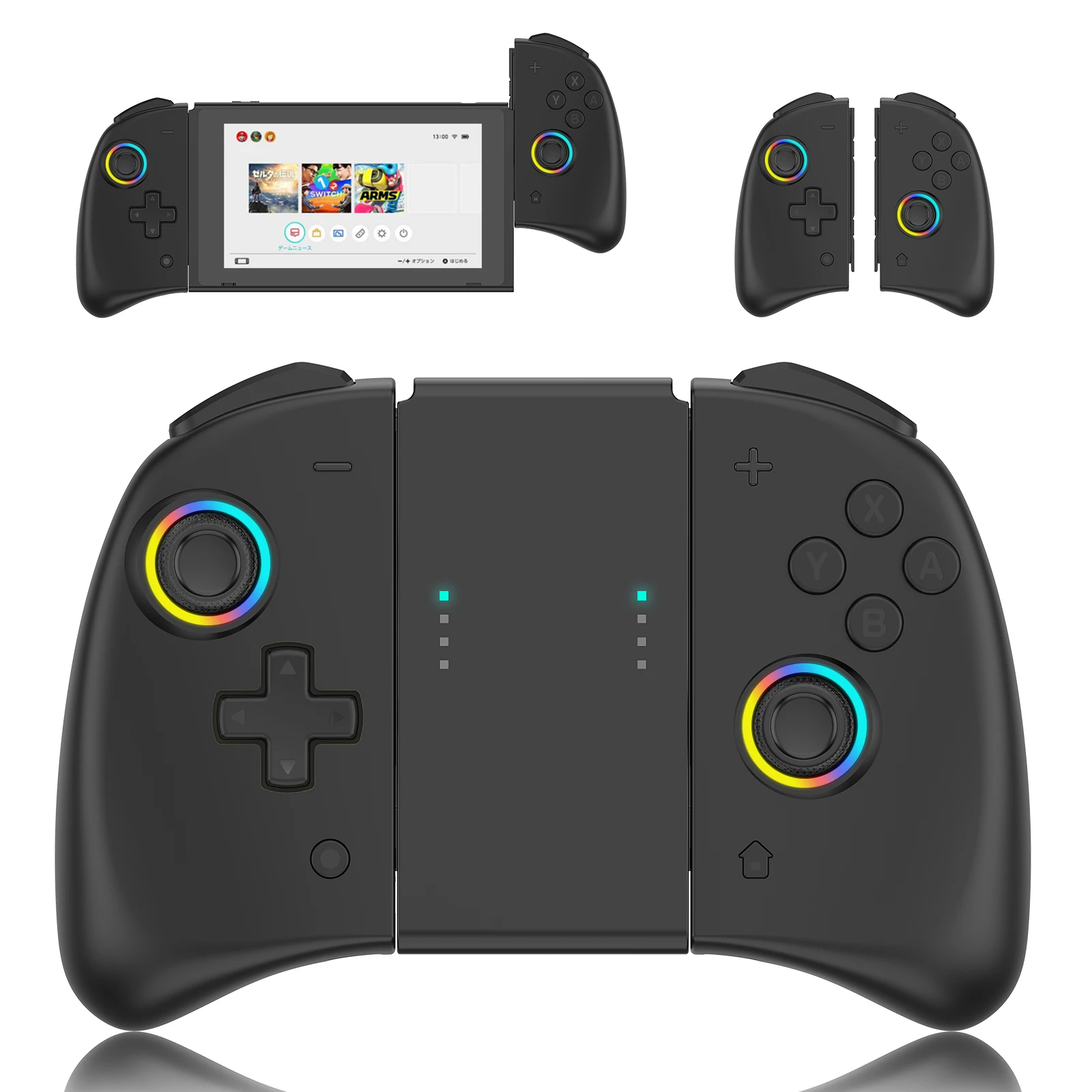 Joy Pad Controller for Switch/Switch OLED, Wireless Replacement Switch Controller 8 Colors Adjustable LED Joypad Controller