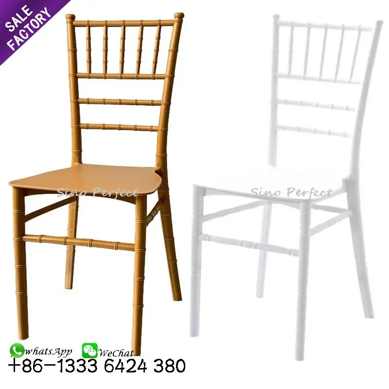 Foshan Furniture Wholesale Cheaper Wedding White Gold Tiffany Chairs Banquet Metal Stackable Chiavari Chair For Sale