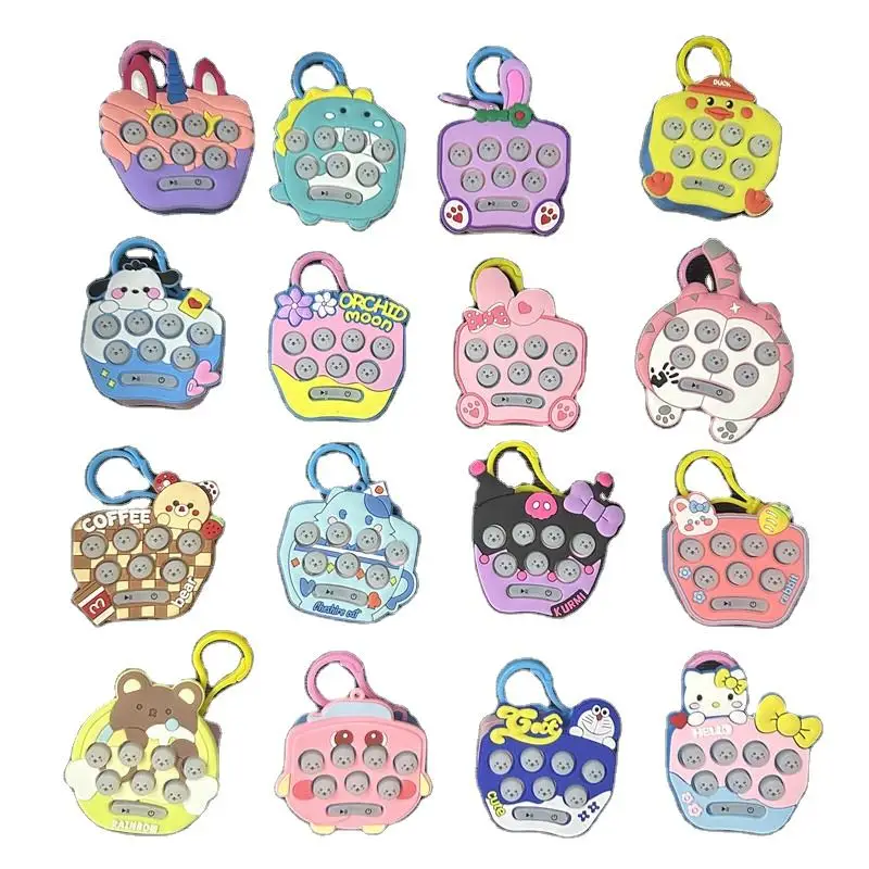 Customizable LOGO Mini Handheld Cartoon Pattern Whack-a-mole Electronic Toy Small Key Chain