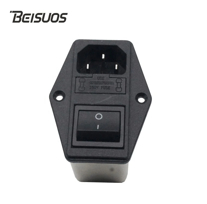 Винтовой монтаж IEC C14 AC socket 10A EMI filter double fuse с переключателем