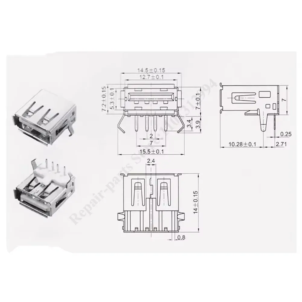 USB тип стандартный порт гнездовой припой разъем USB-A