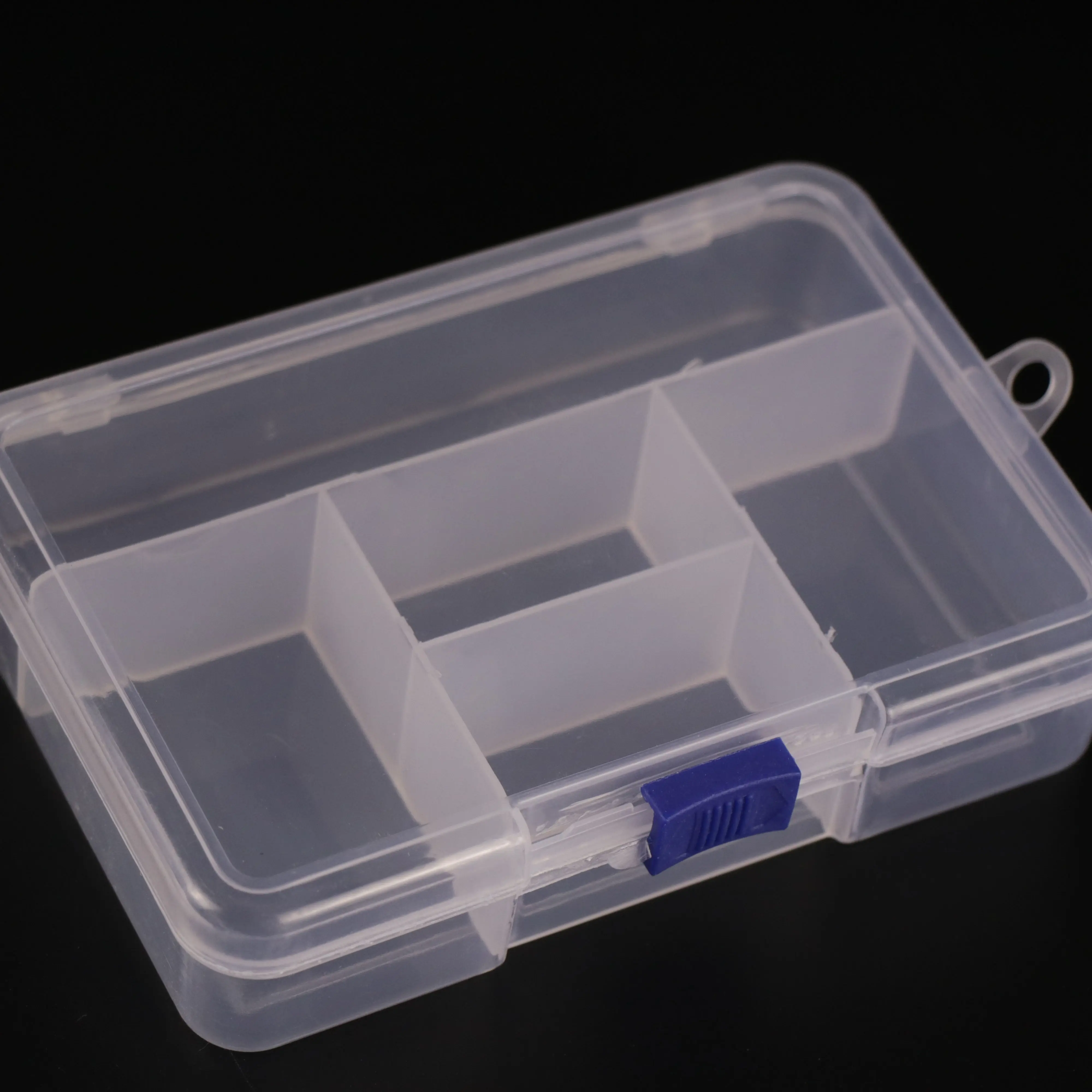 Wholesale Inventory Transparent 5 Grids Transparent PP Accessory  Jewelry Organizer Box Storage Box With Sliding Buckle