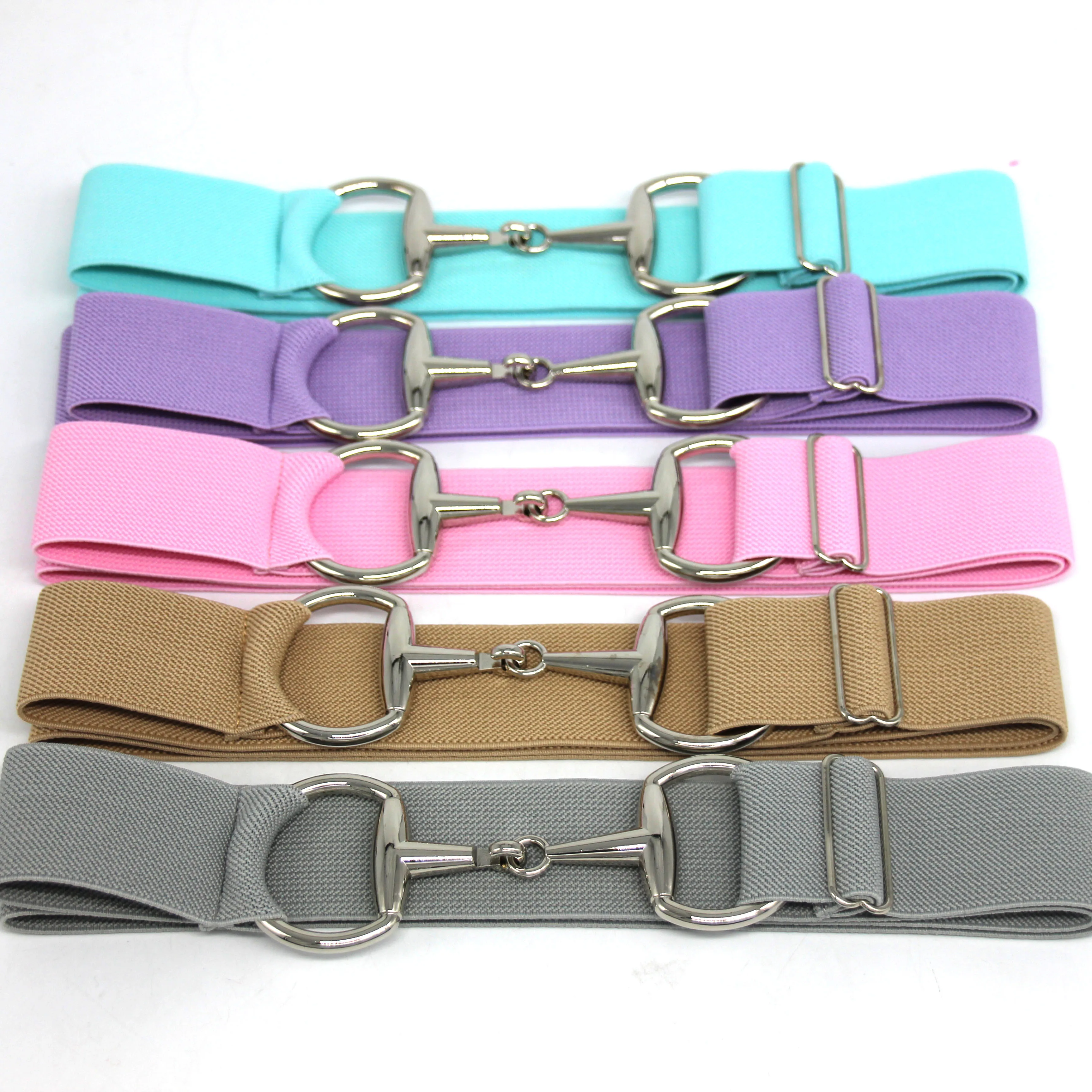 1.75 INCH Gold Horse Snaffle Bit Buckle Equestrian Belt for Rider fabric Elastic Belt Ready to Ship STOCK