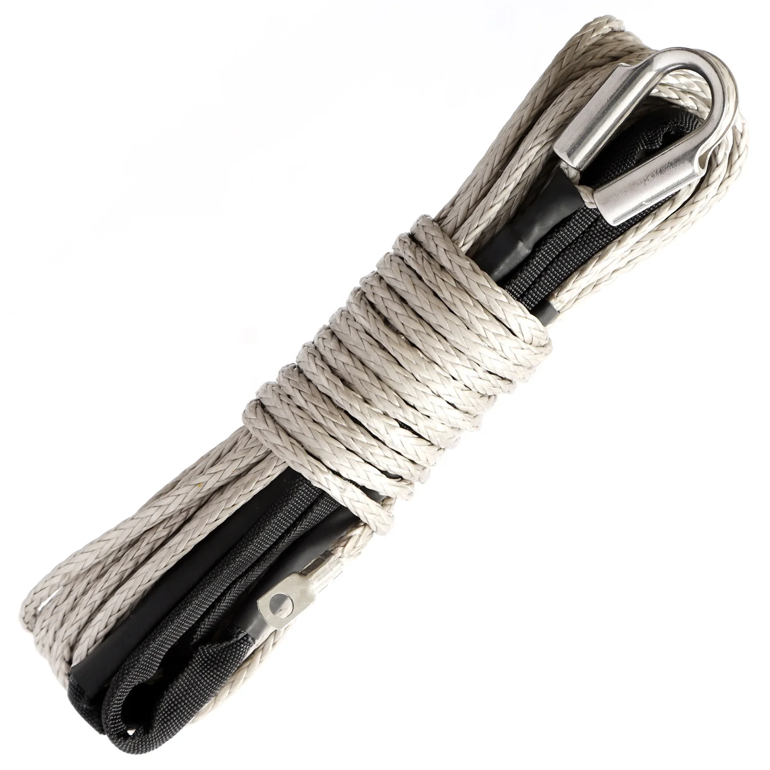 FBR synthetic winch rope for electric winch and ATV UTV with metal thimbles and protective sleeve