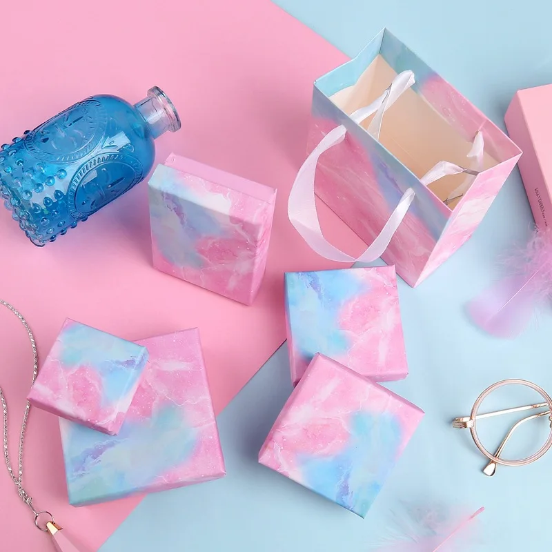 Black Jewelry Packaging Box  Kraft Paper Ring Earrings Bracelet Necklace Jewelry Box