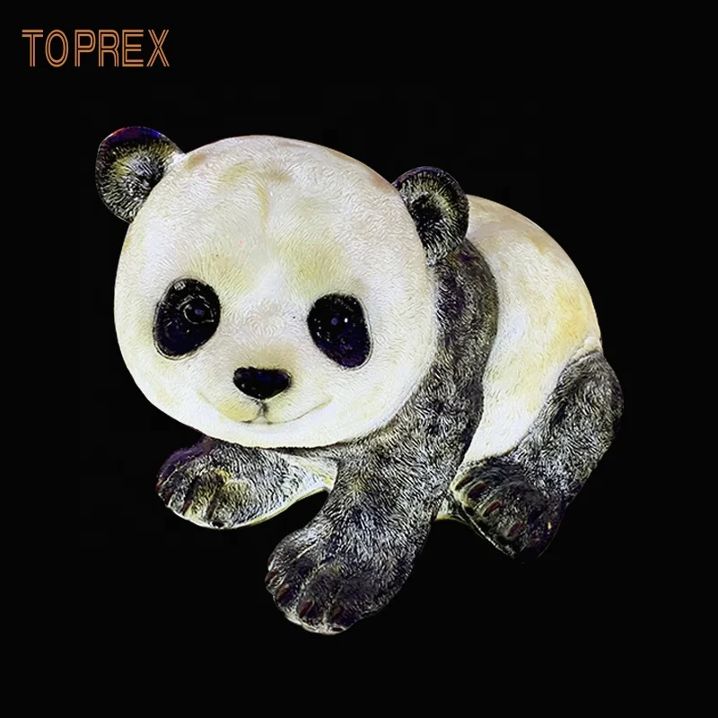 3D garden home decoration life size realistic sculpture fiberglass panda led lights resin animal figurines