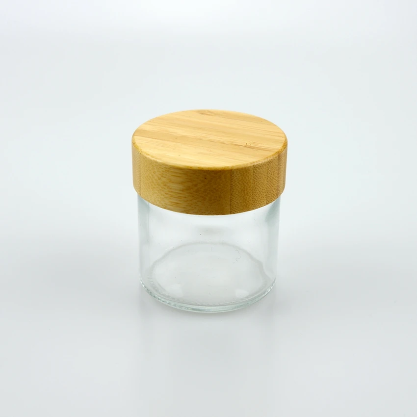 1oz 2oz 3oz 4oz cosmetic glass jars with bamboo Child Resistant lids