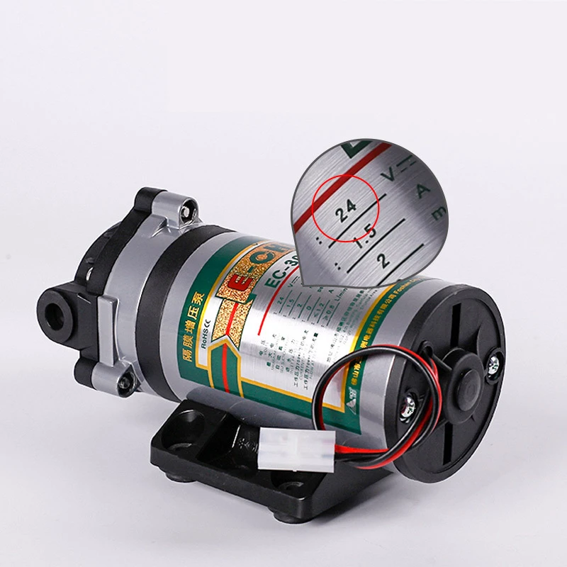 24V RO Booster Diaphragm Pump for 50 75 100 150 200 300 400 600 800 GPD Reverse Osmosis Water System Machines