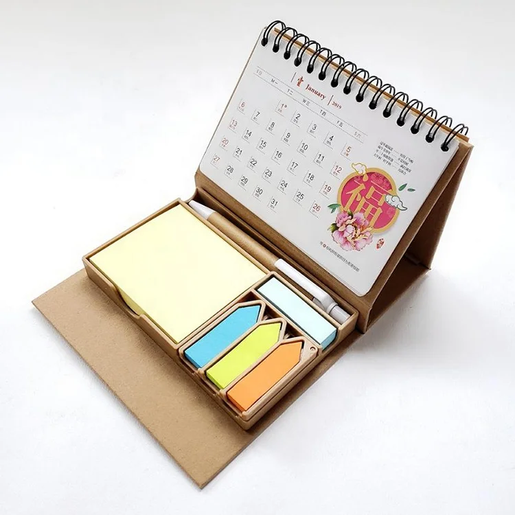 Custom Design Cardboard Monthly inspirational Desk Calendar Printing with Memo Notes Pad