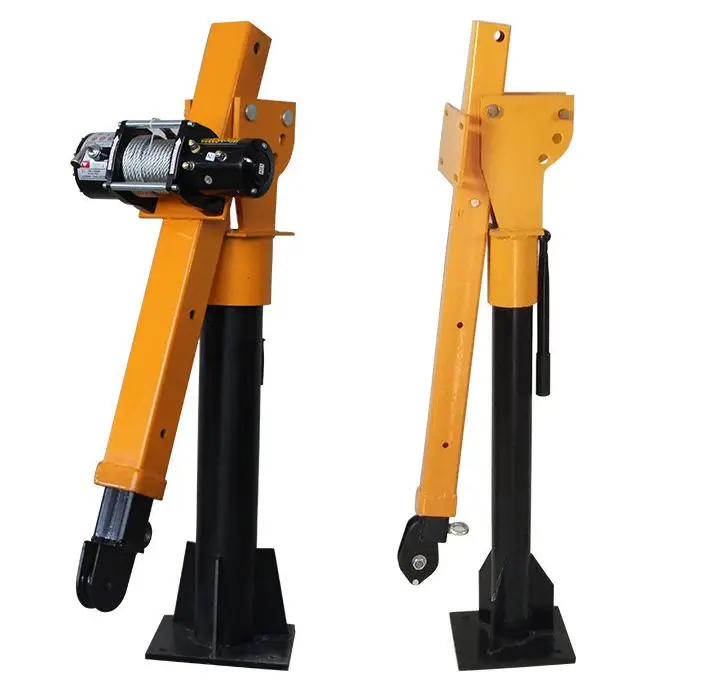 Портативный небольшой Электрический подъемник 12 В/24 В, гидравлическая лебедка, грузовой кран на продажу, 500 кг, 12 В, 8 м, более толстая рамка, дистанционное управление