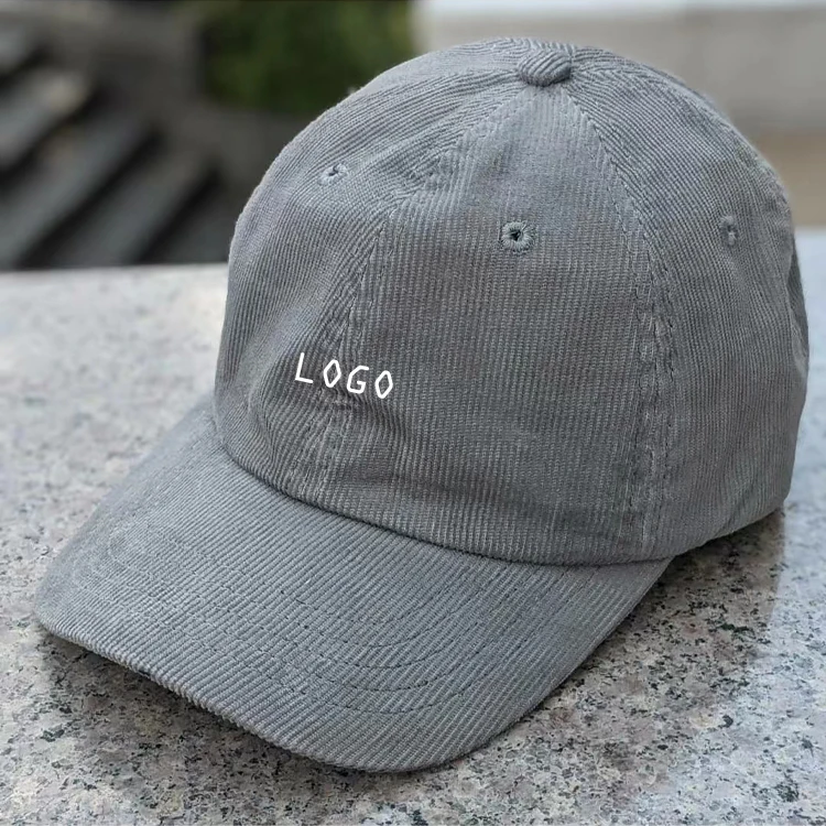 Custom Logo Two Tone Unstructured 6 Panel Corduroy Hat Embroidery Dad Baseball Hat Caps