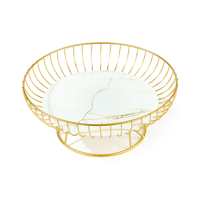 Kitchen cake fruit plate living room tea table household candy plate snack melon and fruit inventory heart marble ornaments