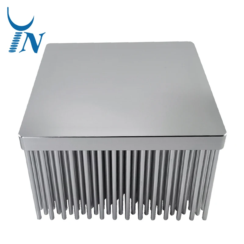 Custom Square CNC Cold Forged Heat Sink Aluminum Radiator Silver Anodizing Pin Fin Heat Sink for Industrial Radiator