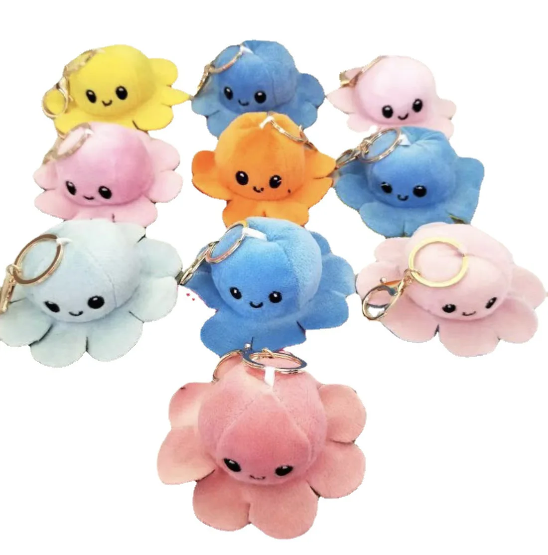 Trendy New Style Flip Octopus Pendant Color Filled Plush Octopus Doll Keychain Japanese and Korean Fashion Accessories