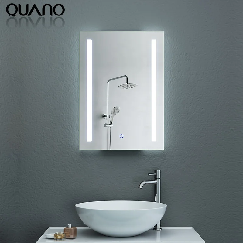 Frameless LED backlit Light Bathroom Mirror with Vertical Fronsted Line on both sides