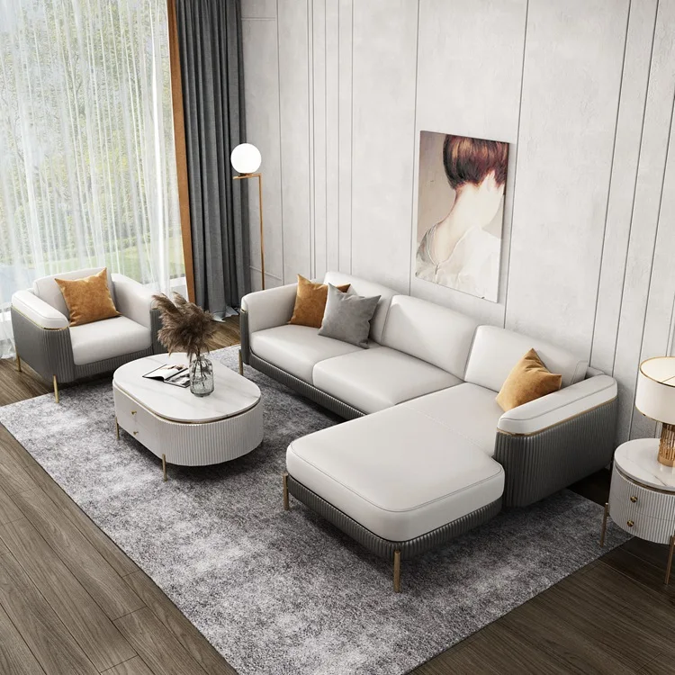 Living Room Sofas Set Furniture Multi-Function Comfortable Leather Couches Modern L Shape Sofa Set For Living Room