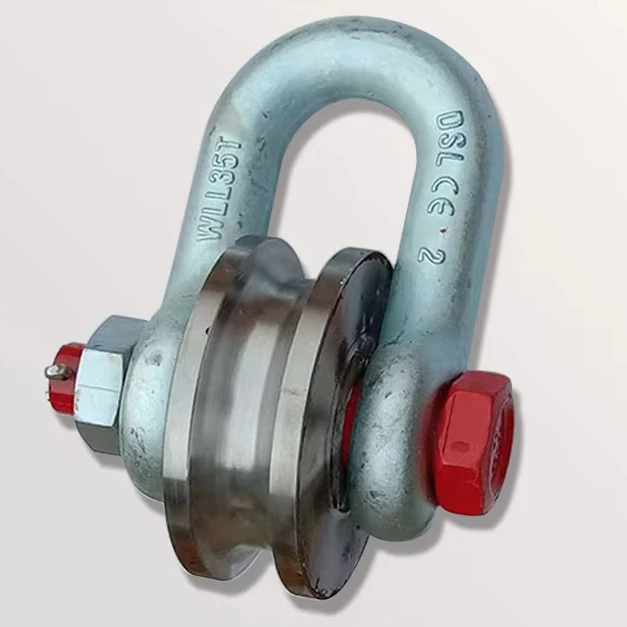 Heavy duty shackle pulley coal mine guide rope pulley steel wire rope roller U-shaped shackle for ship 12T