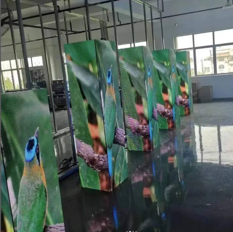 Four Sides Seamless Edge Video Wall 90 Degree Corner Column Pillar Cube LED Display Screen