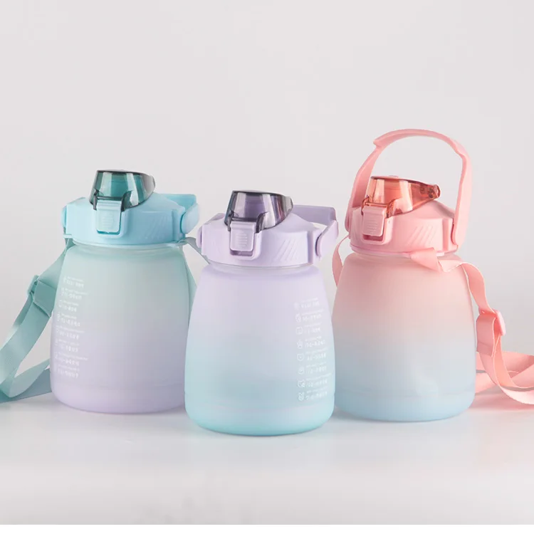 1.2l Bottle Reusable Plastic Sports Cup Travel Eco Friendly Motivational Gym Water Bottle with Time Marker & Straw