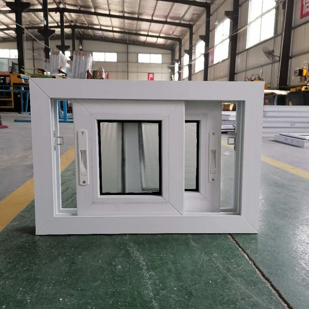 UPVC PVC plastic double glazed sliding window factory PVC windows with frosted glass