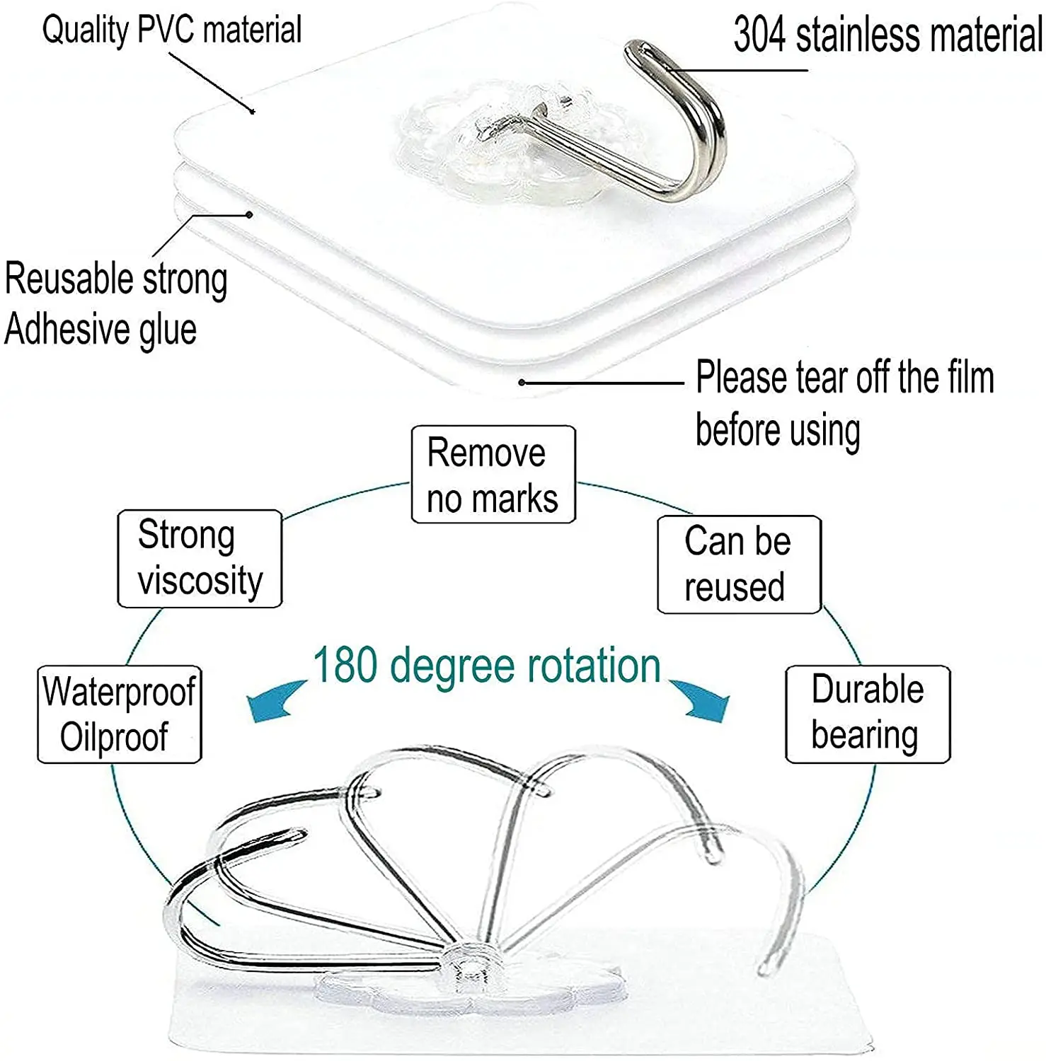 Hot selling free punch furniture hooks wall hanger hook strong transparent adhesive hook