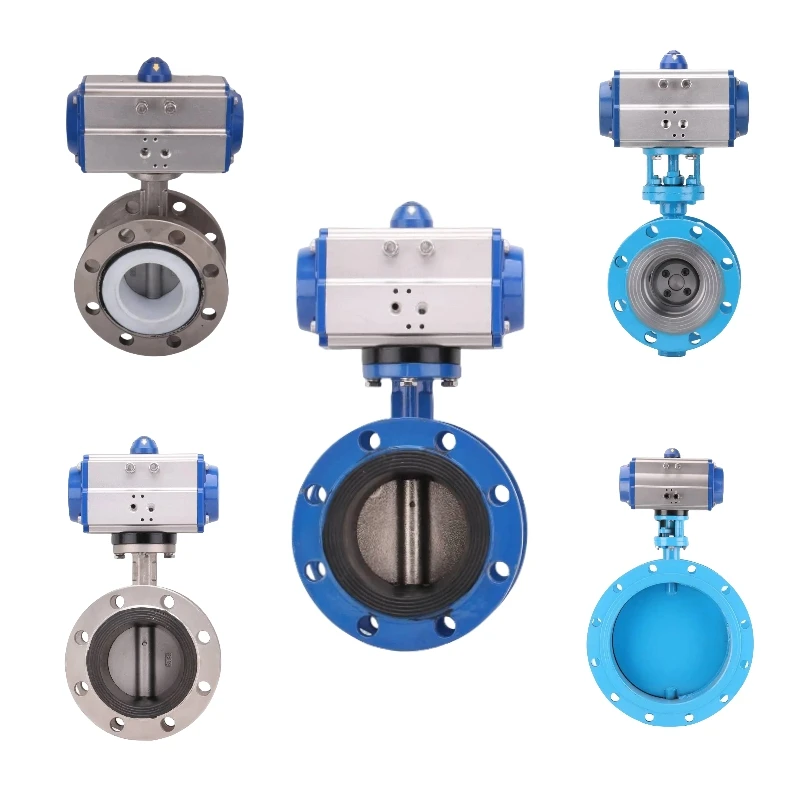 DN400-600 пневматический PTFE резиновый из нержавеющей стали чугунный двухсторонний фланцевый клапан-бабочка