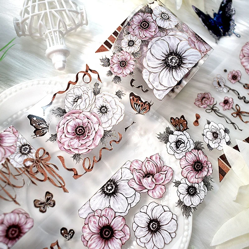 MOQ2 China wholesale Flower Special Oil Seashell lridescent Craft PET washi tape