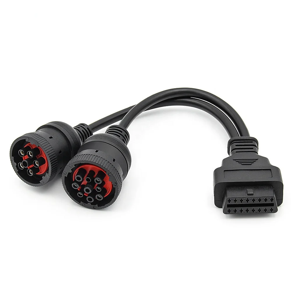 OBD2 16 pin to 9 pin 6 pin 2 IN 1 Adapter for Truck OBD to J1939 & J1708 cable for Deutsch Truck Diagnostic converter