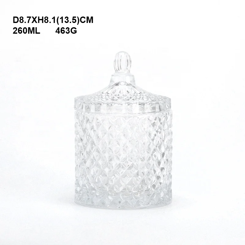 Luxury clear glass candy bowl glass candy jar with lid