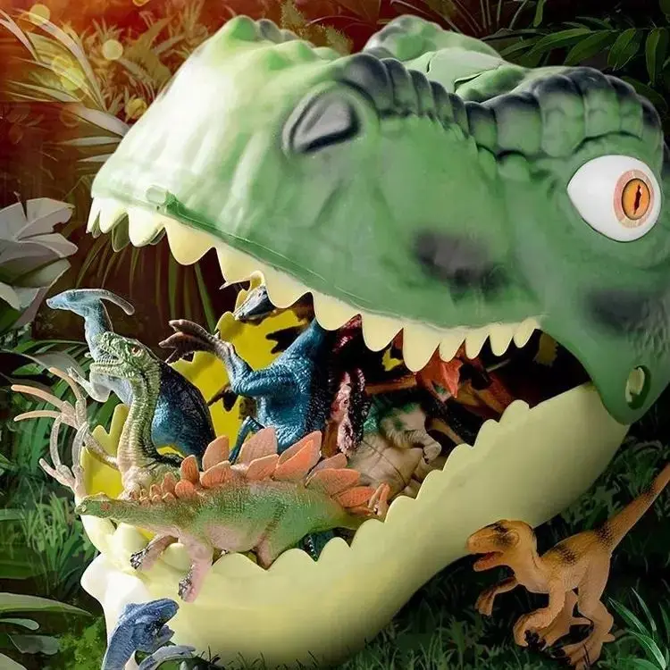 Large Dinosaurio Juguetes Ninos Storage Pull Line Game Slide Dinosaur Head 3d Kids Animal Model Dinosaur Toys Set With Play Mat