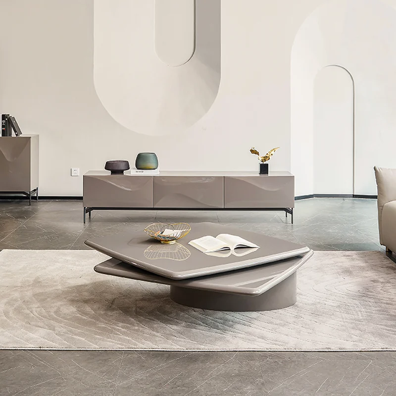 Custom Modern Swivel Coffee Table Living Room Wood Center Coffee Table Paint Luxury Tea Table