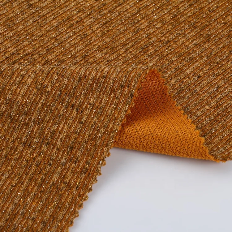 Custom color textiles poly rayon  spandex rib stretch polyester tejidos con lurex knit tessuti fabric and textiles for clothing