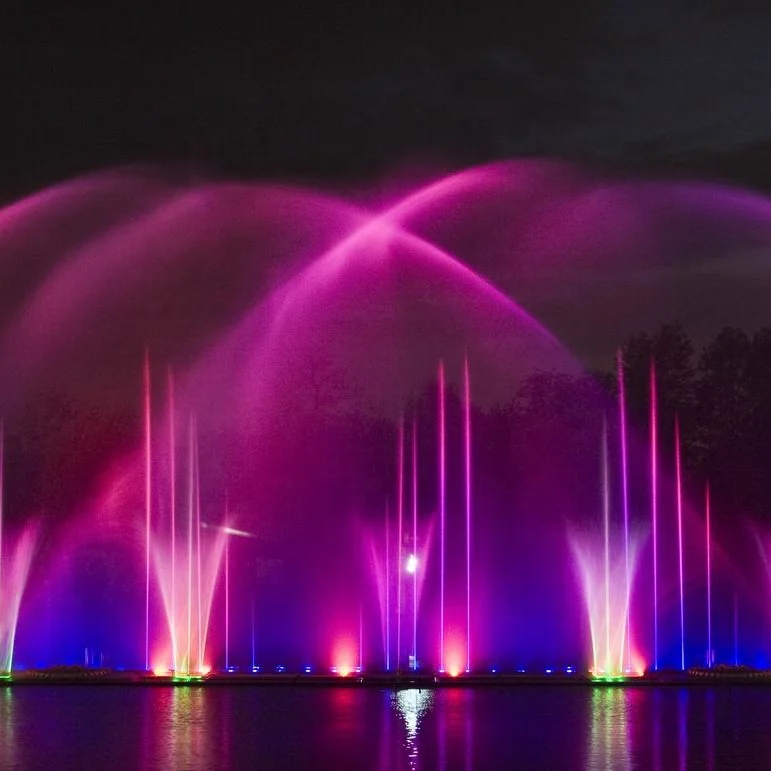 Musical Dancing Water Screen Film Fountains Water Screen Light Show With Projector