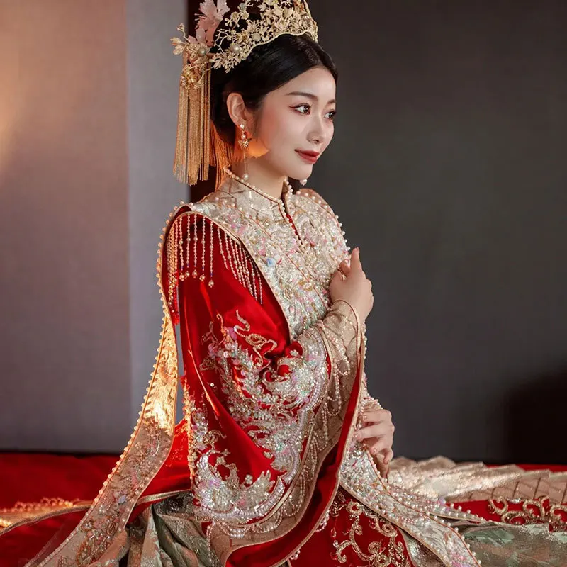 SUNNY Hanfu Bride Wedding Atmosphere Luxury Ming Dynasty Wedding Clothes
