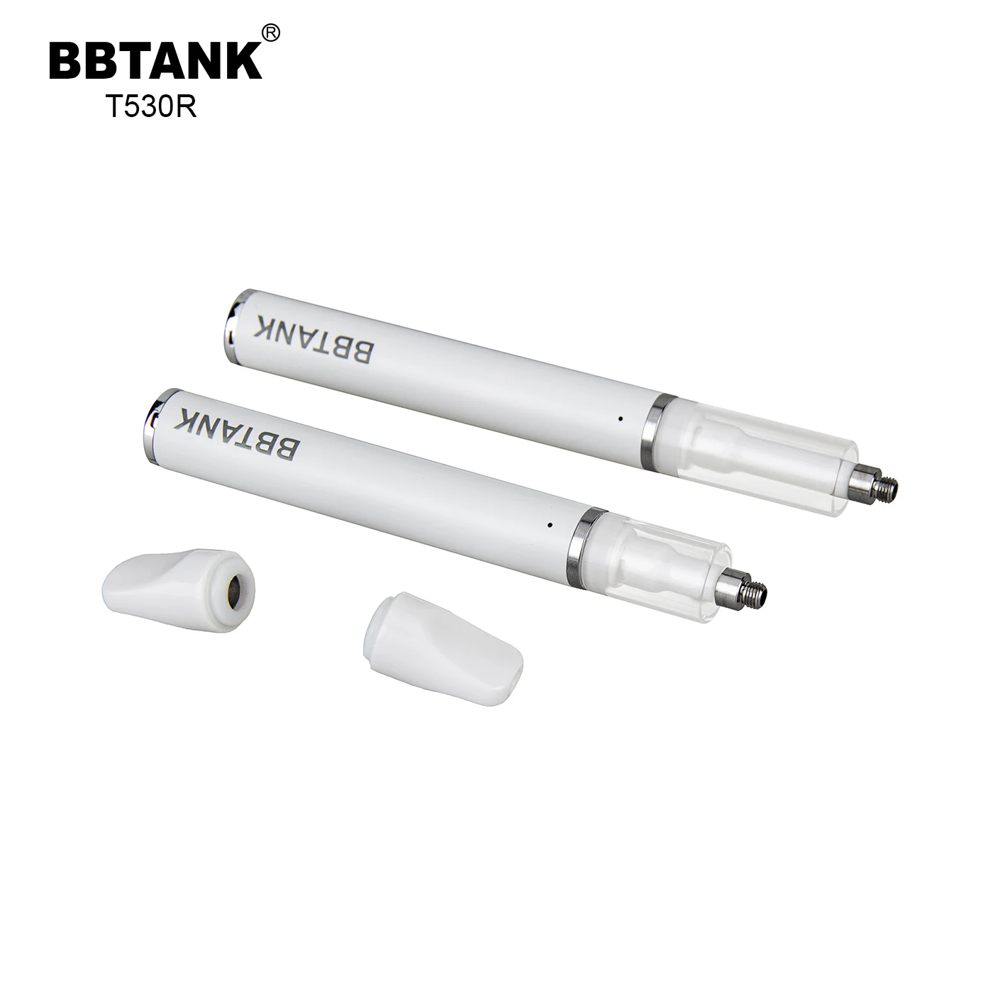 BBTANK T530  Custom White Portable CBD Oil Vaporizer Pen Full Ceramic 1ml CBD Vape Pen .5 ml Vape Cartridge