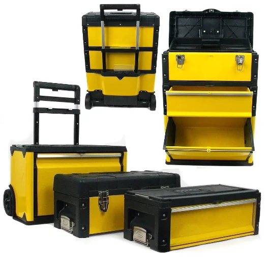Hicen Portable Tool Box - Storage Compartments for Tools, Parts, Crafting Supplies or Tackle by Stalwart - 3-in-1, Black/Yellow